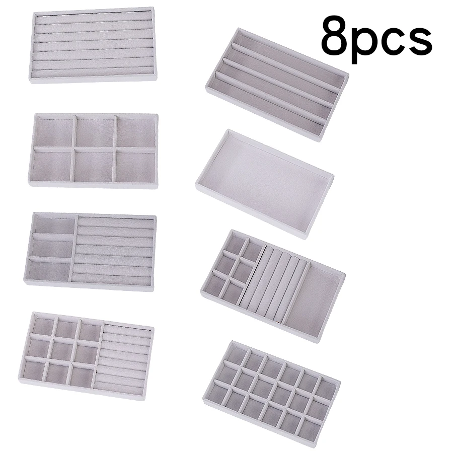 1 Set, (Including 8PCS) Flocking Jewelry Box Jewelry Tray