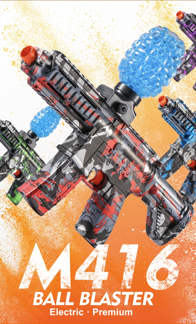 M416 Electric Ball Blaster Toy Gun - High-Speed, Metallic Finish, Rechargeable - Outdoor Game Party Gift(Bullets Excluded)