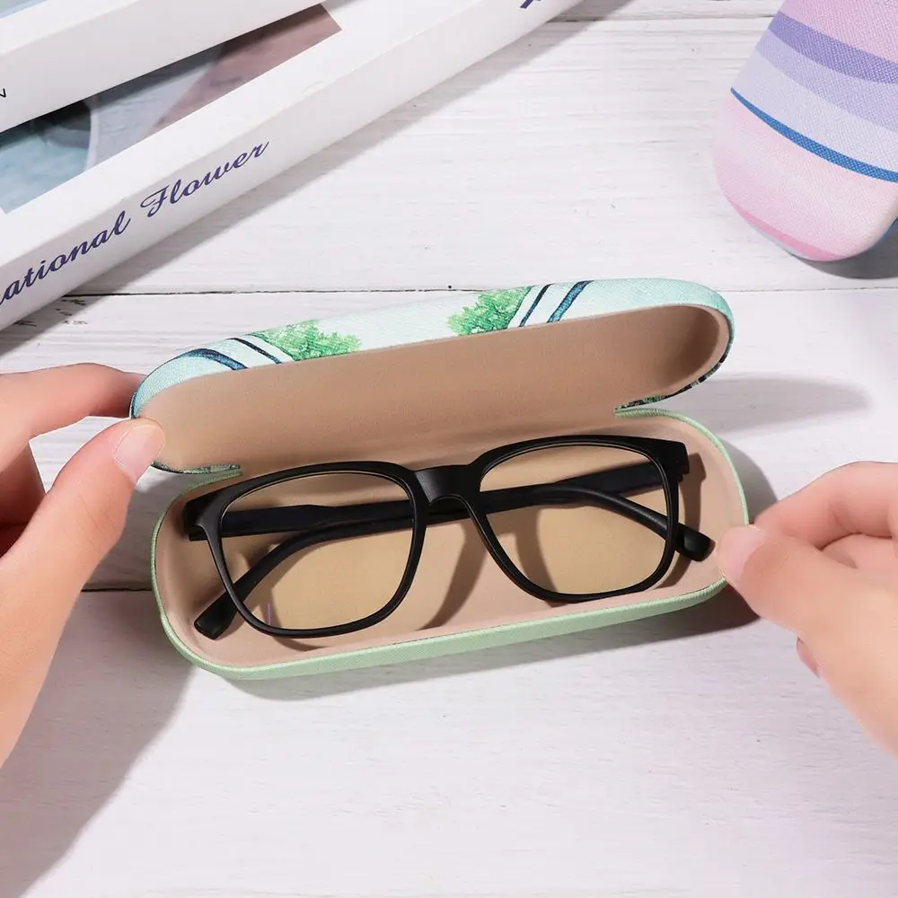 Fashionable Portable Glasses Case Small Fresh Leather Compression Storage Box Portable Mini Travel Holder Glasses Storage Case