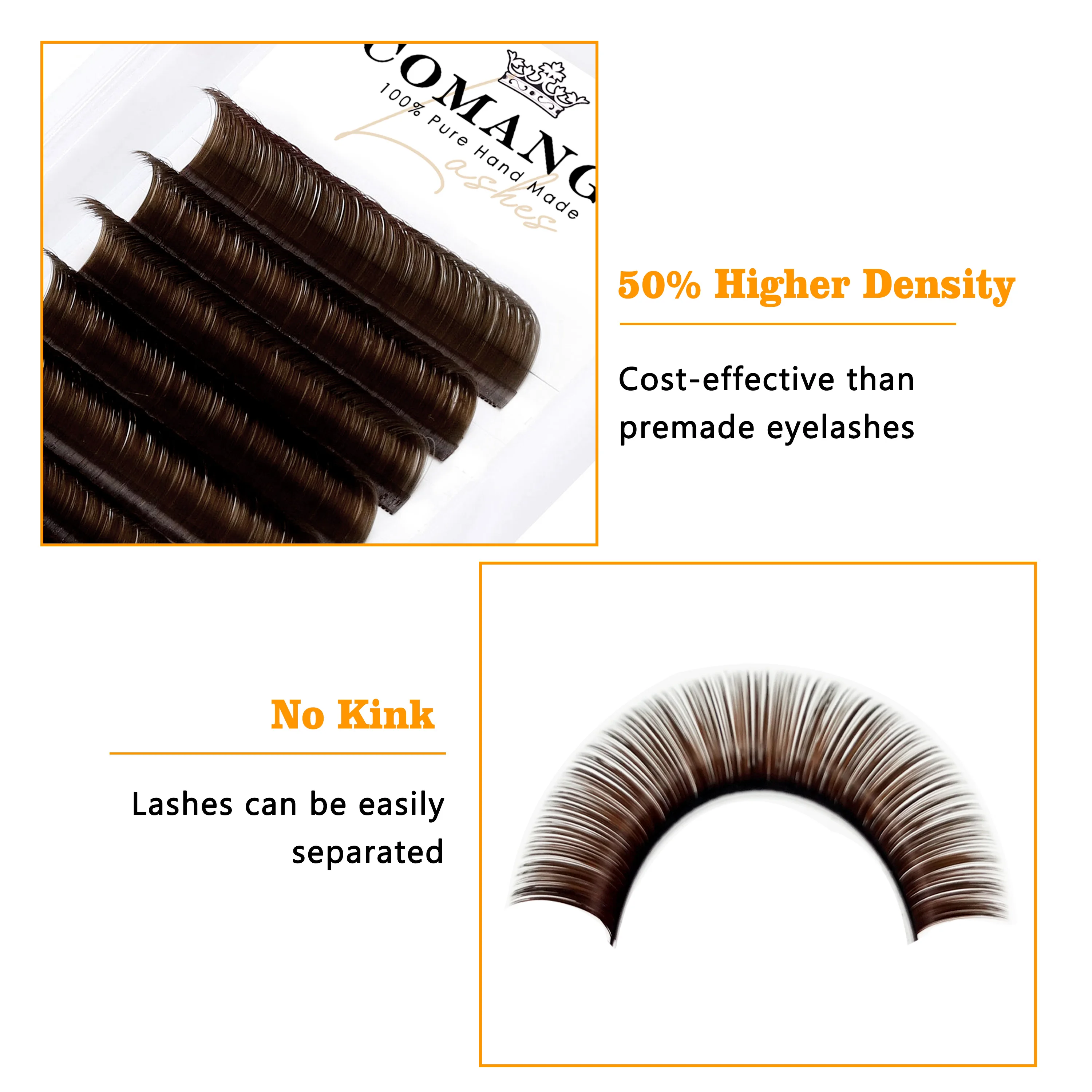 CoMango Dark Brown Easy fan Eyelash Extension C/D Curl Mix 8-14mm Individual Ombre Eyelash Lashes High Quality Colorful Blooming