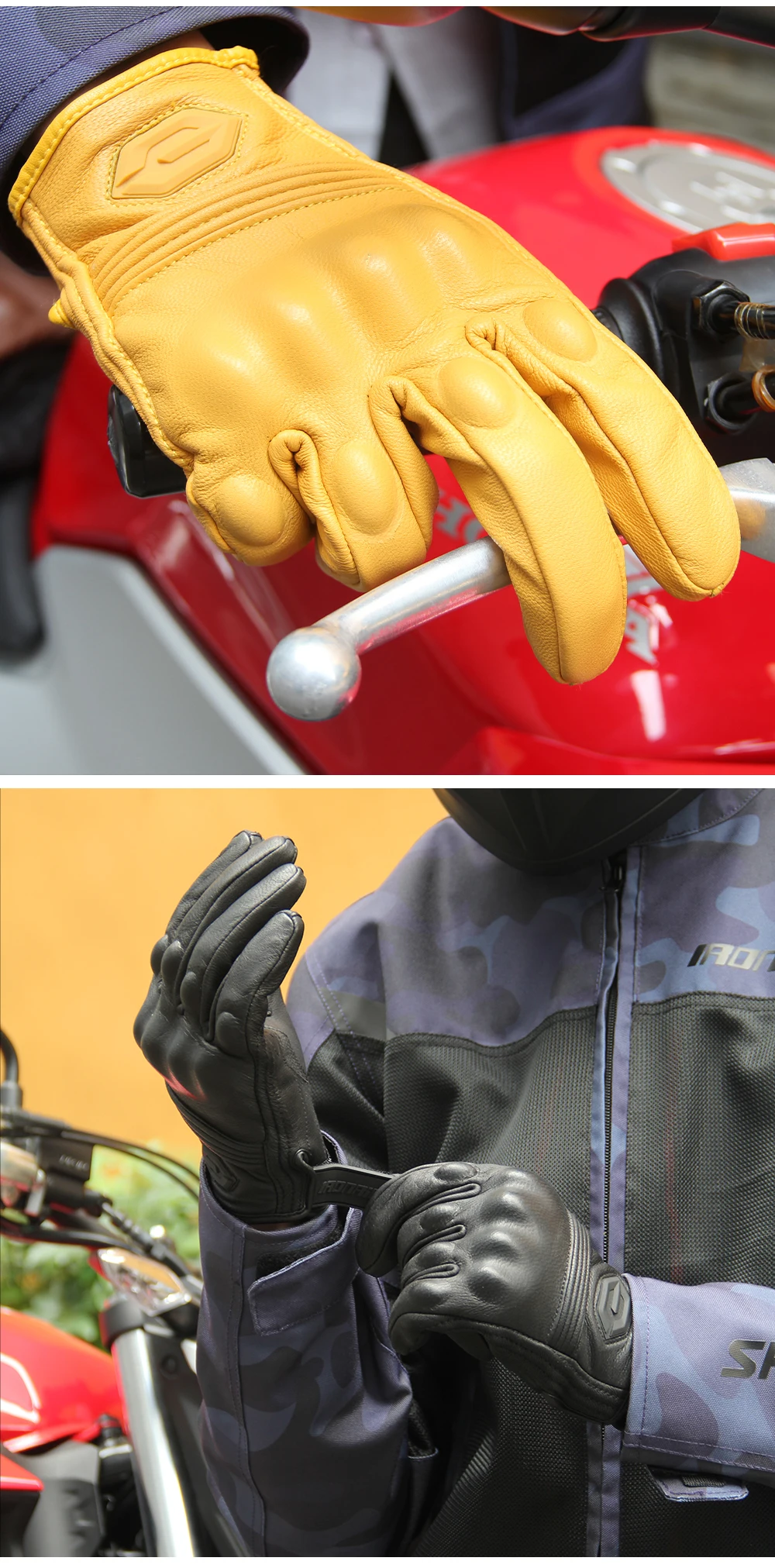 Motorcycle Leather Gloves Retro Motorcyclist Gloves Men Women Vintage Moto Motocross Gloves Motorcycle Accessories