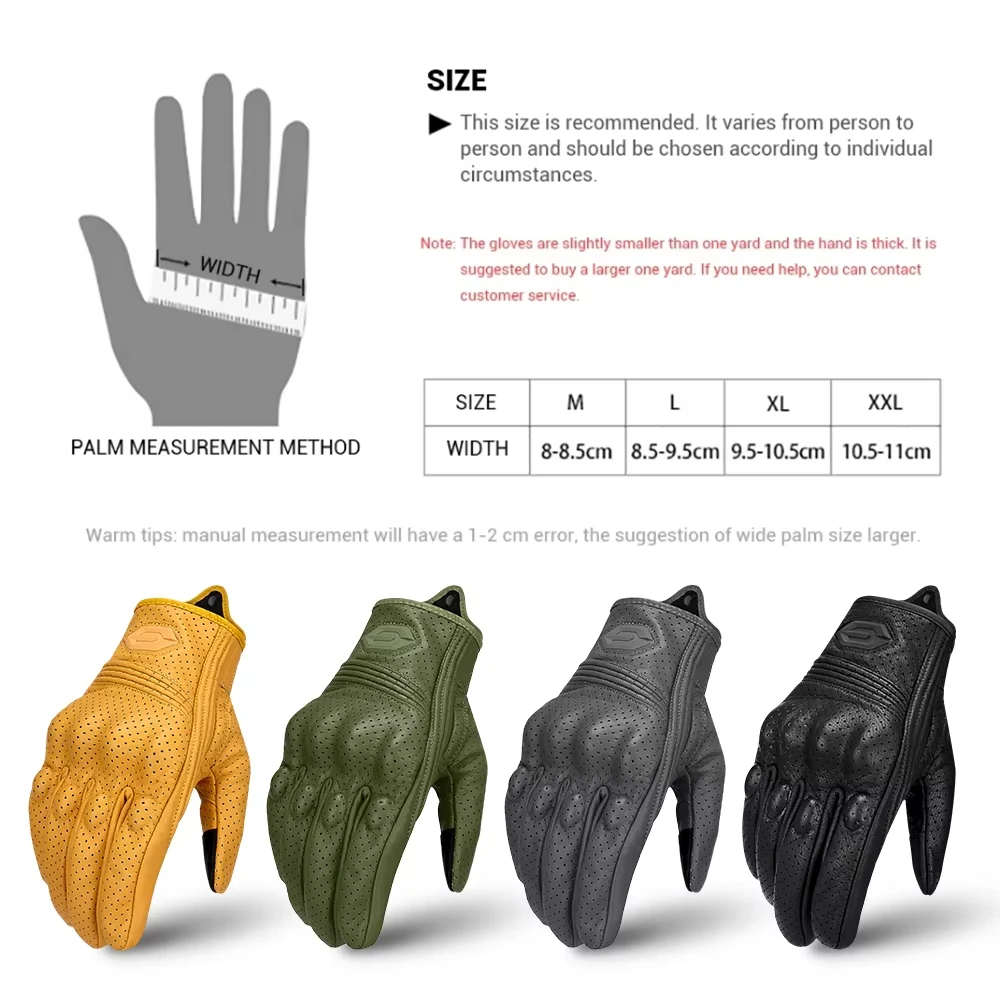 Motorcycle Leather Gloves Retro Motorcyclist Gloves Men Women Vintage Moto Motocross Gloves Motorcycle Accessories