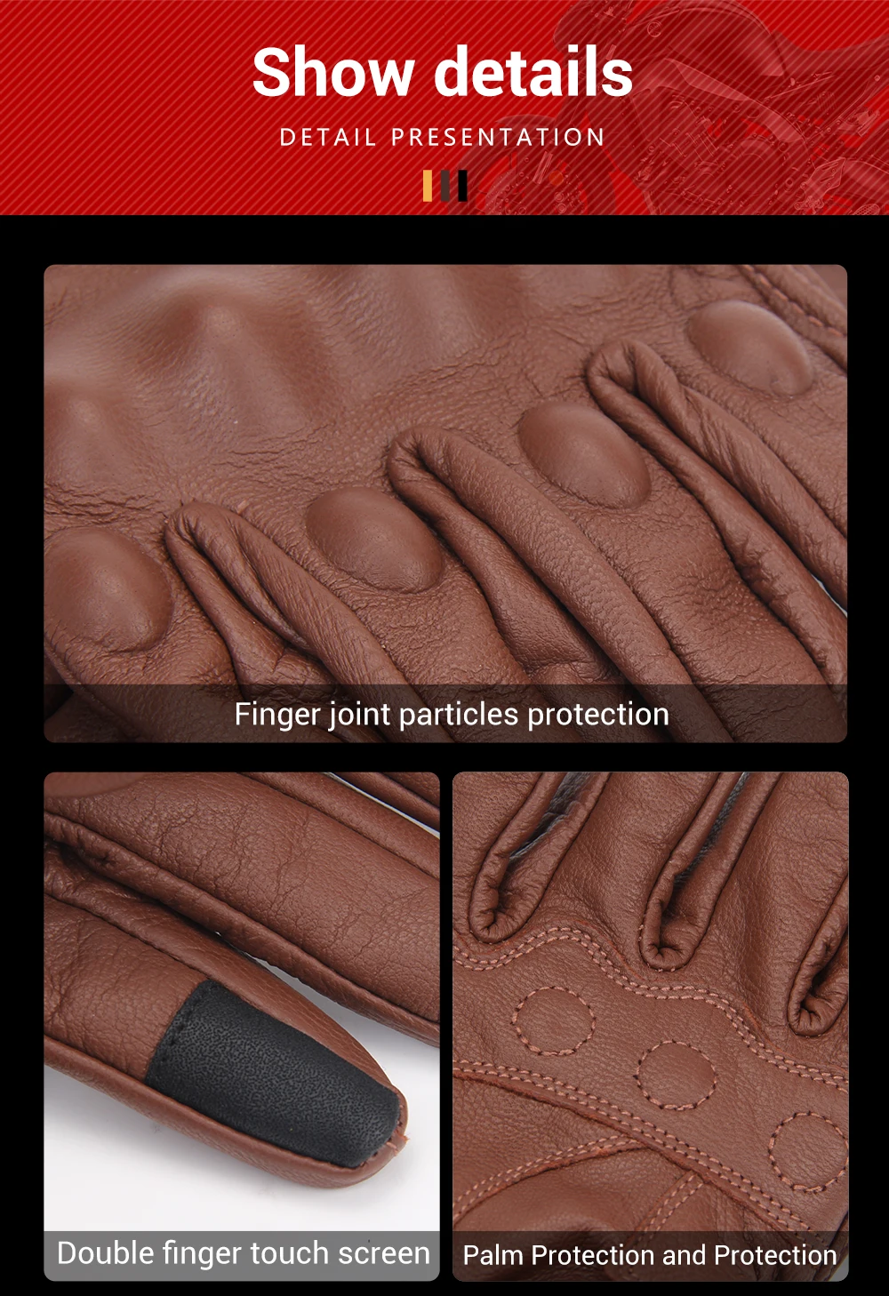 Motorcycle Leather Gloves Retro Motorcyclist Gloves Men Women Vintage Moto Motocross Gloves Motorcycle Accessories