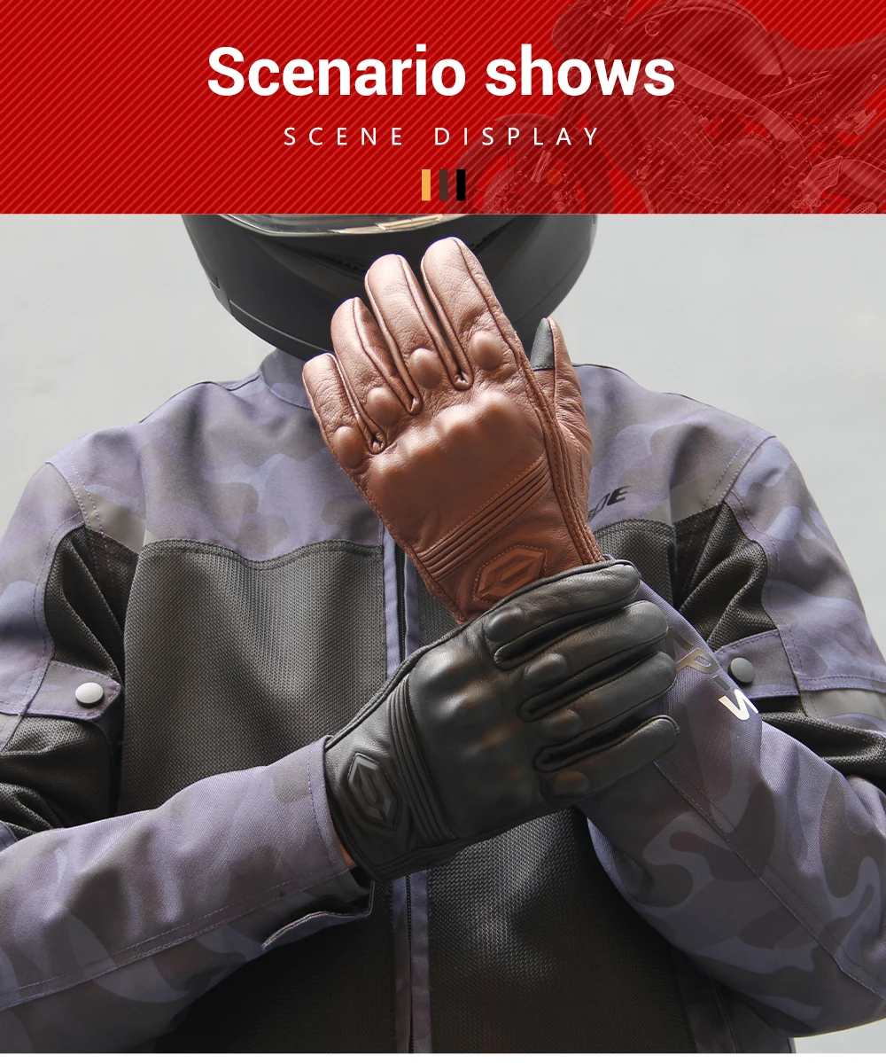 Motorcycle Leather Gloves Retro Motorcyclist Gloves Men Women Vintage Moto Motocross Gloves Motorcycle Accessories