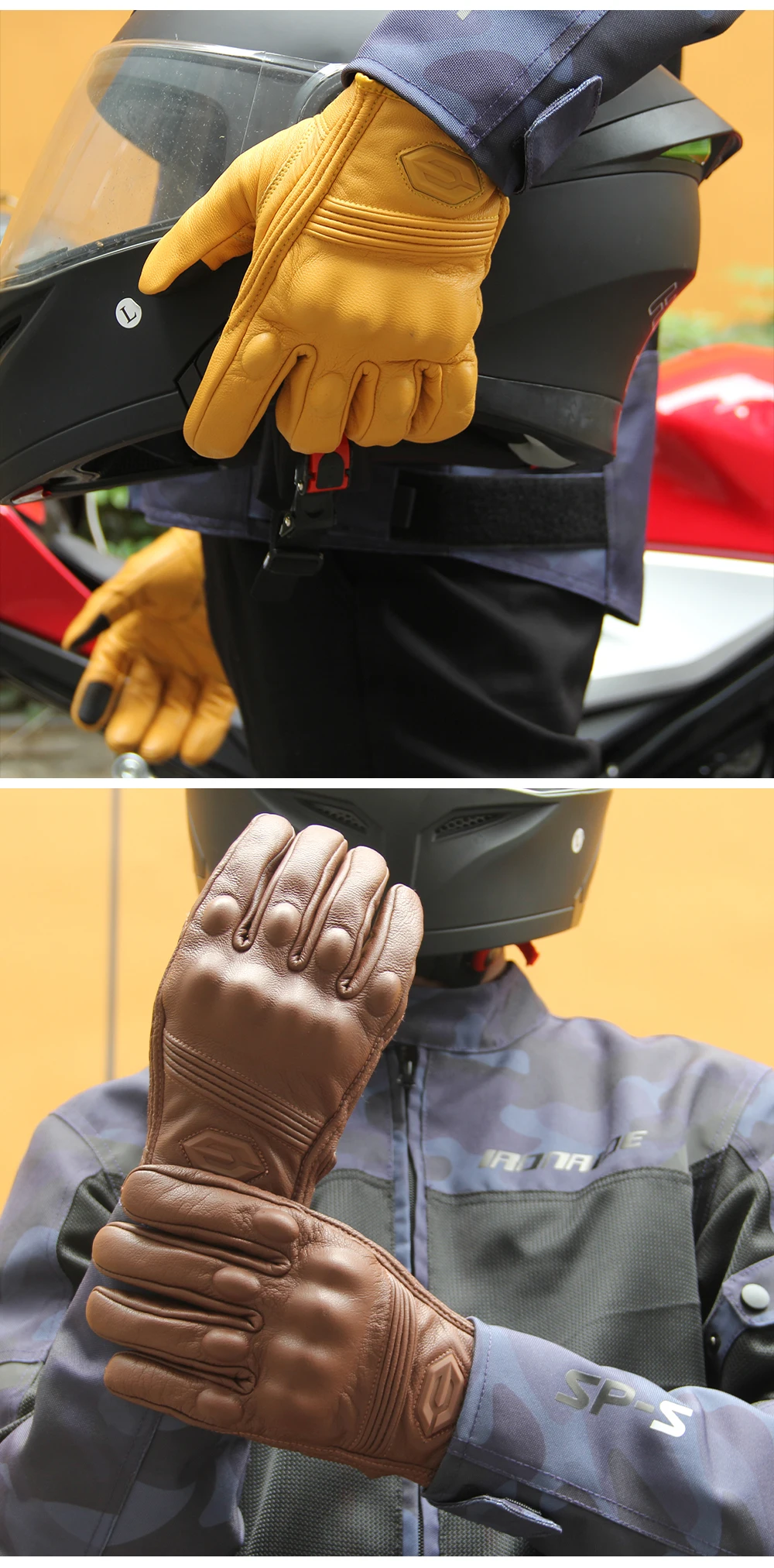 Motorcycle Leather Gloves Retro Motorcyclist Gloves Men Women Vintage Moto Motocross Gloves Motorcycle Accessories