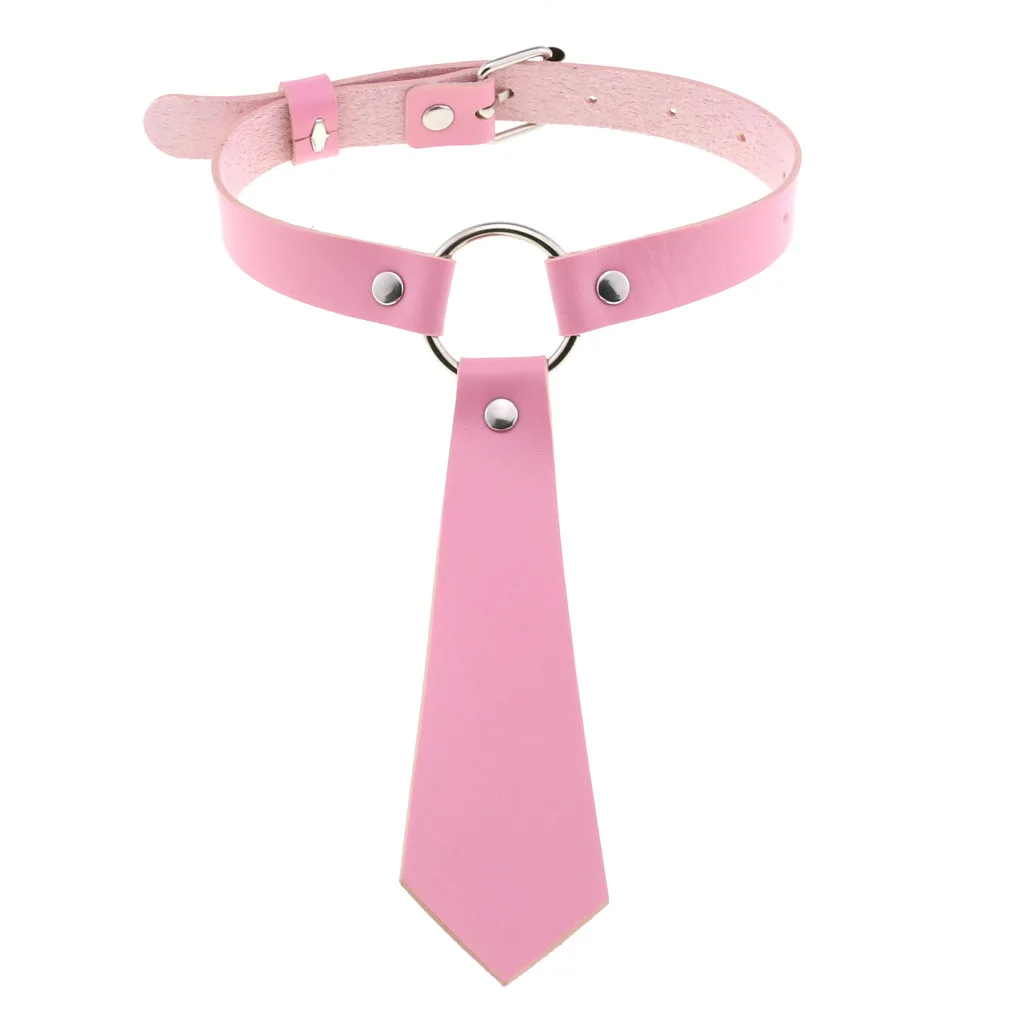 DIEZI Trendy Punk Pink Lace Leather Choker Necklace For Women Men Torques Harajuku Gothic Cirle Heart Pendant Necklace Jewelry
