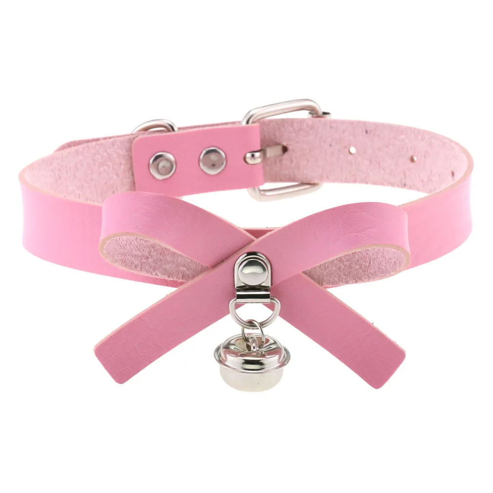DIEZI Trendy Punk Pink Lace Leather Choker Necklace For Women Men Torques Harajuku Gothic Cirle Heart Pendant Necklace Jewelry