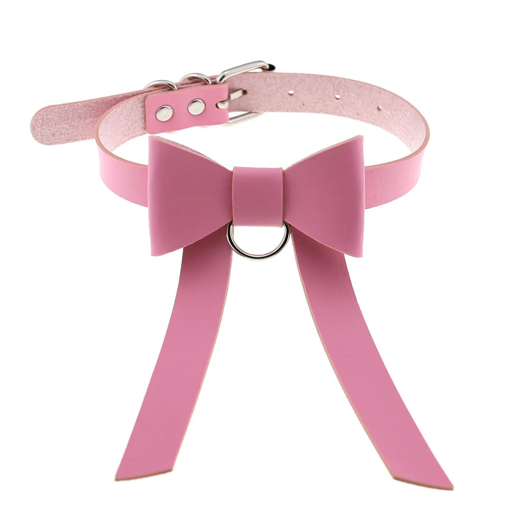 DIEZI Trendy Punk Pink Lace Leather Choker Necklace For Women Men Torques Harajuku Gothic Cirle Heart Pendant Necklace Jewelry