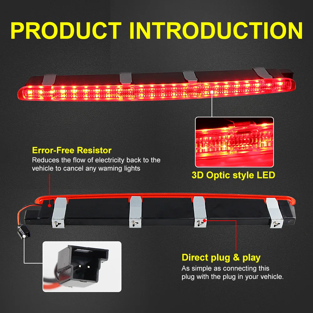 Car Rear Stop Tail Lamp Third Brake Light 2038201456 Fit for Mercedes Benz W203 2000-2007 Rear Trunk Replacement Red LED Light