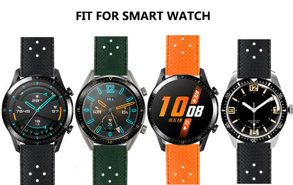 Tropical Silicone Watch Band Quick Release Watch Band 18mm 20mm 22mm Rubber Tropic Smart Watch Strap Waterpfroof Muti-Color