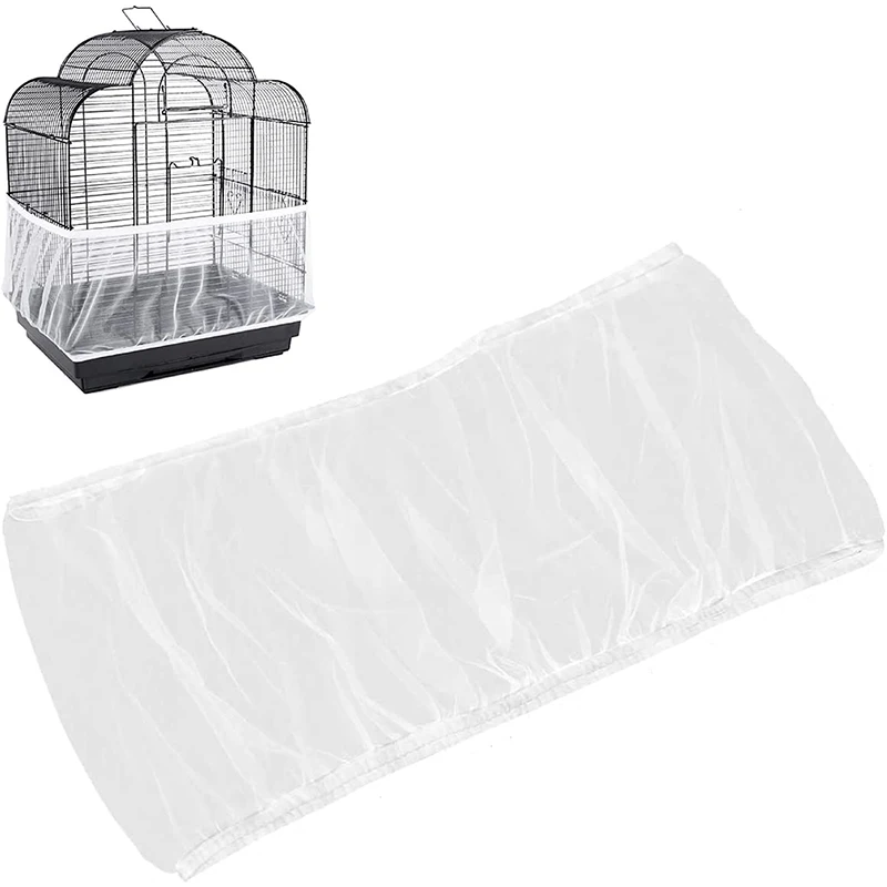 Universal Bird Cage Seed Catcher Guard Net Cover Parrot Nylon Mesh Net Cover Airy Cage Net Stretchy Skirt for Round Square Cages