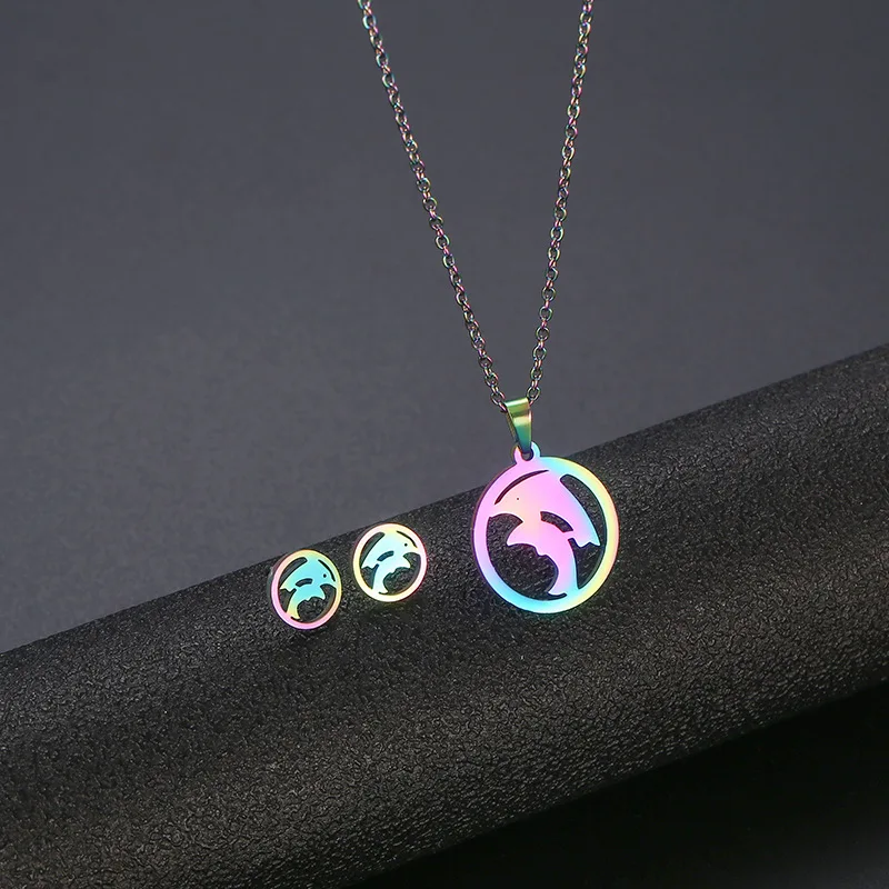 Stainless Steel Animal Jewelry Sets Fashion Women Cat Rabbit Mouse Owl Dolpnin Paw Bear Necklaces Earings Pop Jewelry 2022 New