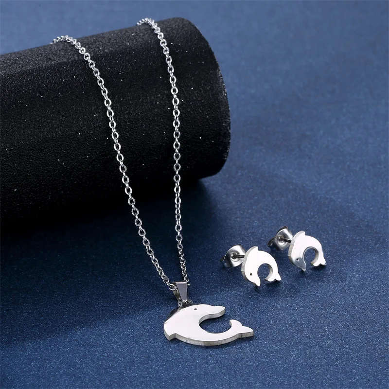 Stainless Steel Animal Jewelry Sets Fashion Women Cat Rabbit Mouse Owl Dolpnin Paw Bear Necklaces Earings Pop Jewelry 2022 New