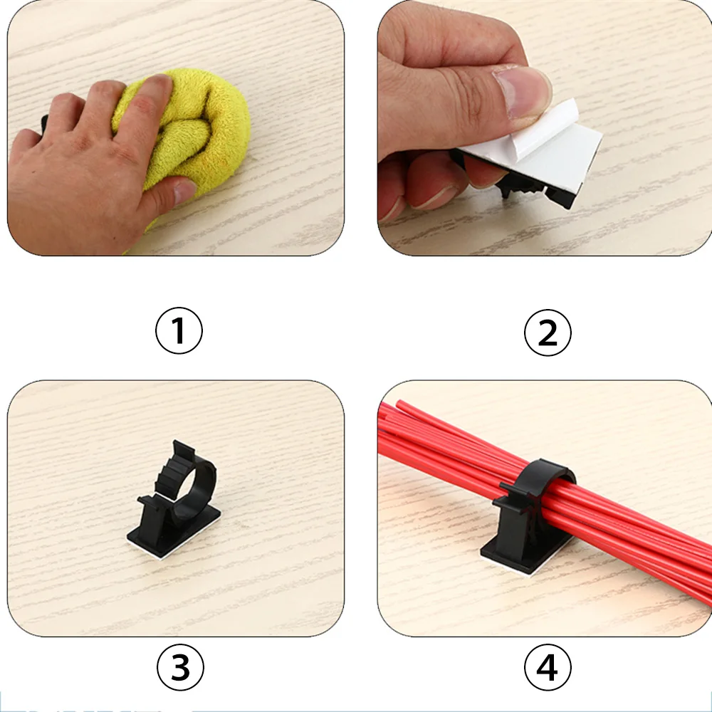 10 Pcs Under Desk Cable Organizer USB Winder Desktop Tidy Clips Management Wire Holder for Mouse Headphone TV Cord Accessories