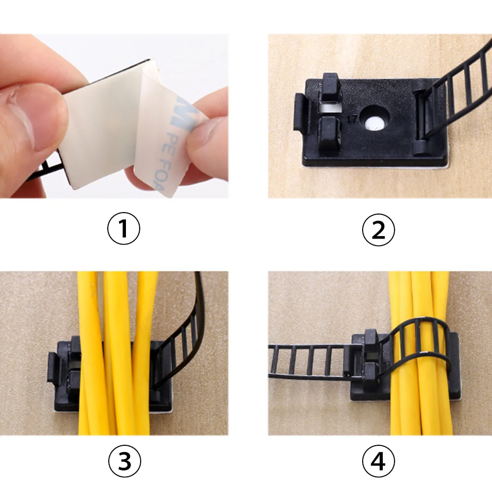 10 Pcs Under Desk Cable Organizer USB Winder Desktop Tidy Clips Management Wire Holder for Mouse Headphone TV Cord Accessories