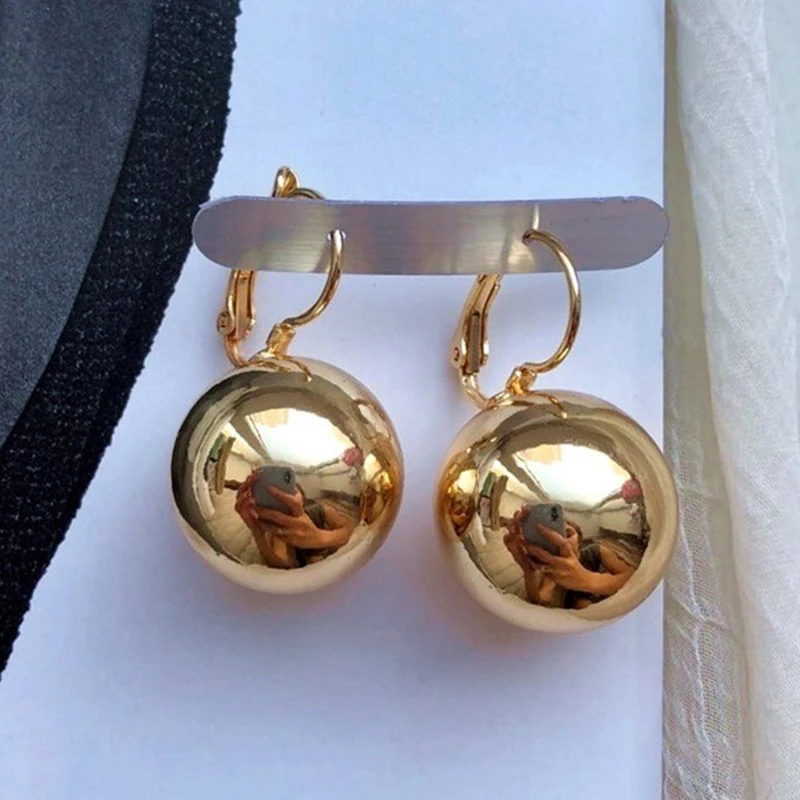 Smooth Ball-Shape Drop Dangle Earring for Women Creative White/Golden/Rosegold Pandent Earring Charming Female Ear 2024 New Hot