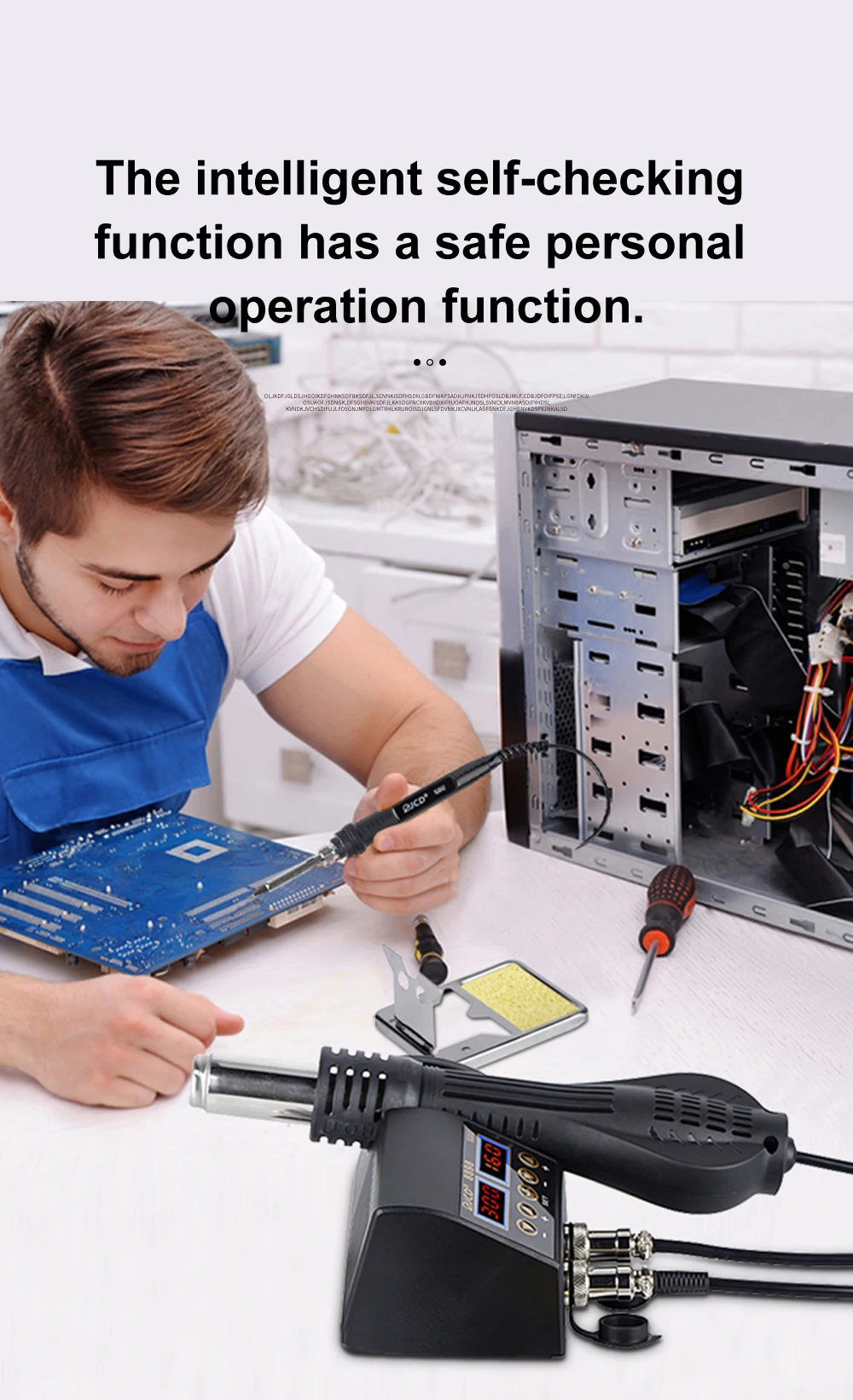 2 in 1 750W Hot Air Gun LCD Digital Display Welding Rework Station for Cell-phone BGA SMD IC Repair Soldering Iron Station 8898