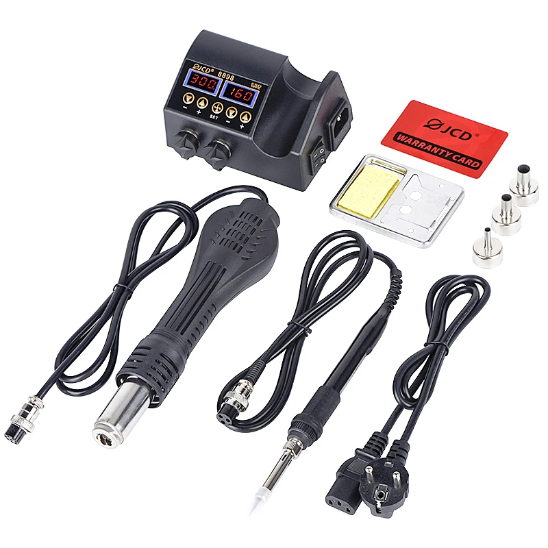 2 in 1 750W Hot Air Gun LCD Digital Display Welding Rework Station for Cell-phone BGA SMD IC Repair Soldering Iron Station 8898