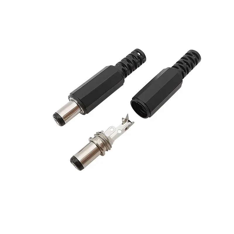 10Pcs/lot DC Power Male Plug 5.5mm x 2.1mm Connector Soldering Type DIY Electrical Wire DC Power Plug Jack Adapter 5.5x2.1mm