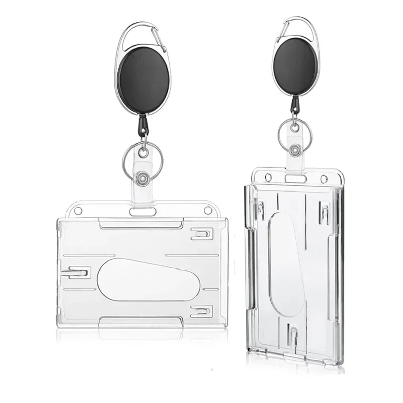 1 Pcs Aluminum Alloy Card Cover Case Bank Business Work Card Holder with ABS Retractable Badge Reel Credit ID Card Badge Bag
