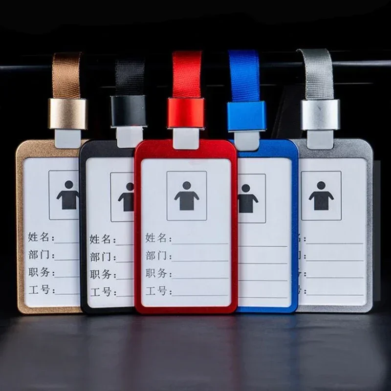 1 Pcs Aluminum Alloy Card Cover Case Bank Business Work Card Holder with ABS Retractable Badge Reel Credit ID Card Badge Bag