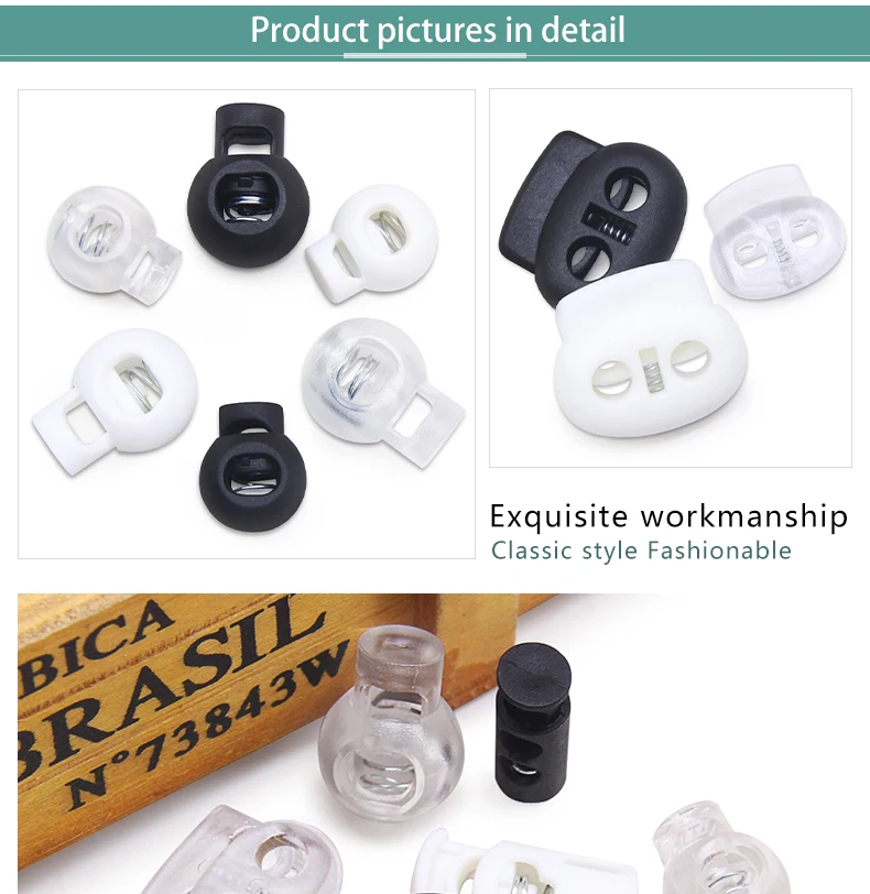 New 10pcs Cord Lock Plastic Stopper Cord Ends Toggles Clip Buckle Button Black Frost Shoelace Sportswear DIY Bag Accessory