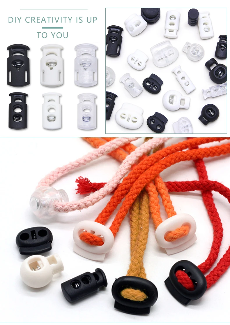 New 10pcs Cord Lock Plastic Stopper Cord Ends Toggles Clip Buckle Button Black Frost Shoelace Sportswear DIY Bag Accessory