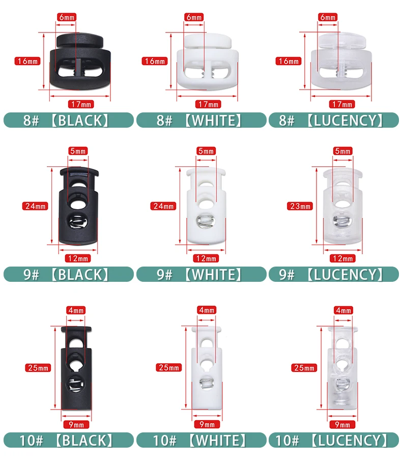 New 10pcs Cord Lock Plastic Stopper Cord Ends Toggles Clip Buckle Button Black Frost Shoelace Sportswear DIY Bag Accessory
