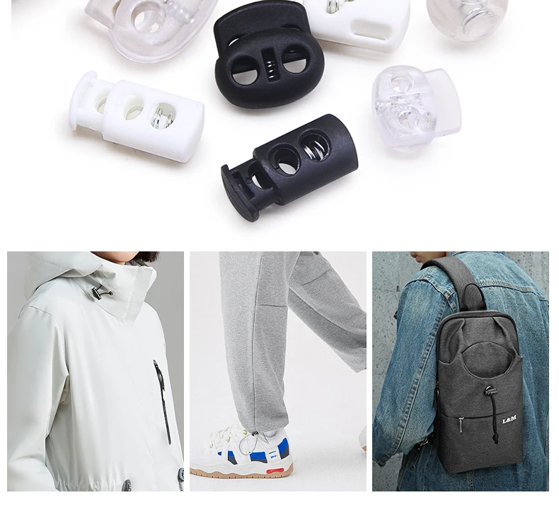 New 10pcs Cord Lock Plastic Stopper Cord Ends Toggles Clip Buckle Button Black Frost Shoelace Sportswear DIY Bag Accessory