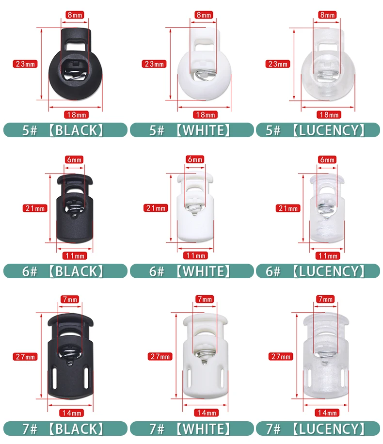 New 10pcs Cord Lock Plastic Stopper Cord Ends Toggles Clip Buckle Button Black Frost Shoelace Sportswear DIY Bag Accessory