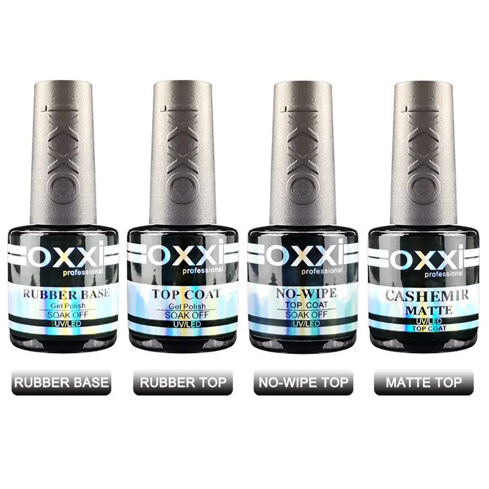 OXXI Semi-permanent Rubber Base for Gel Varnish 8ml Thick Base and Top Coat for Gel Polish Manicure Permanent Enamel Hybrid Nail