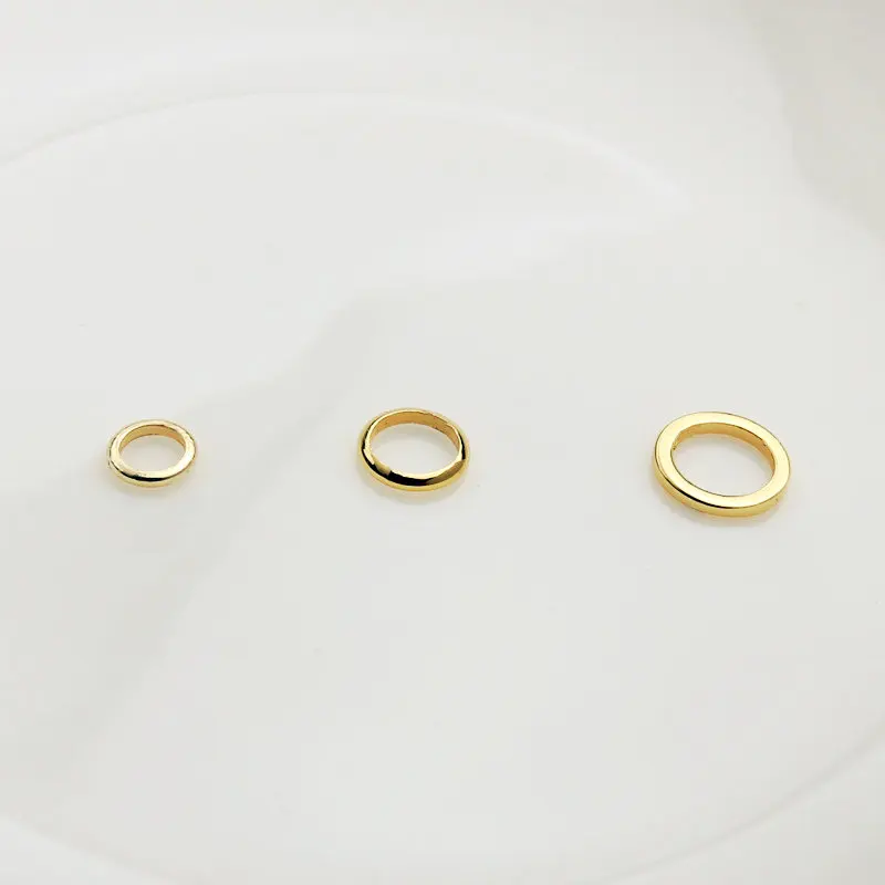 20PCS 14K Gold  Plated Brass Closed Rings 4MM 5MM 6MM Jewelry Accessories Making Supplies