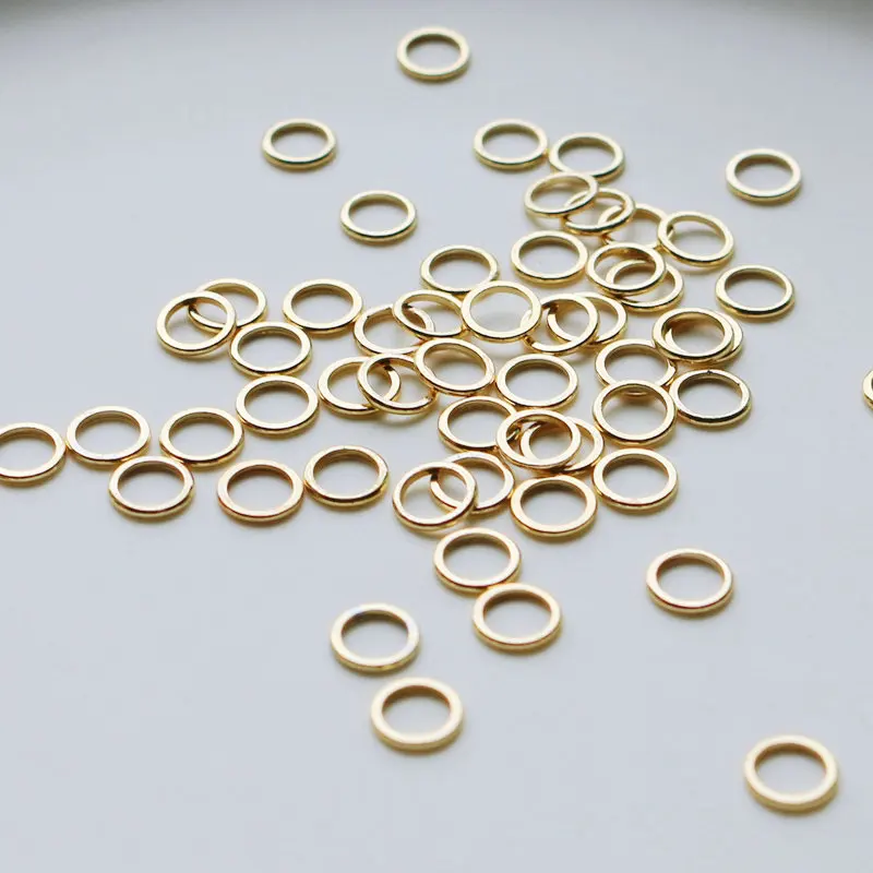 20PCS 14K Gold  Plated Brass Closed Rings 4MM 5MM 6MM Jewelry Accessories Making Supplies
