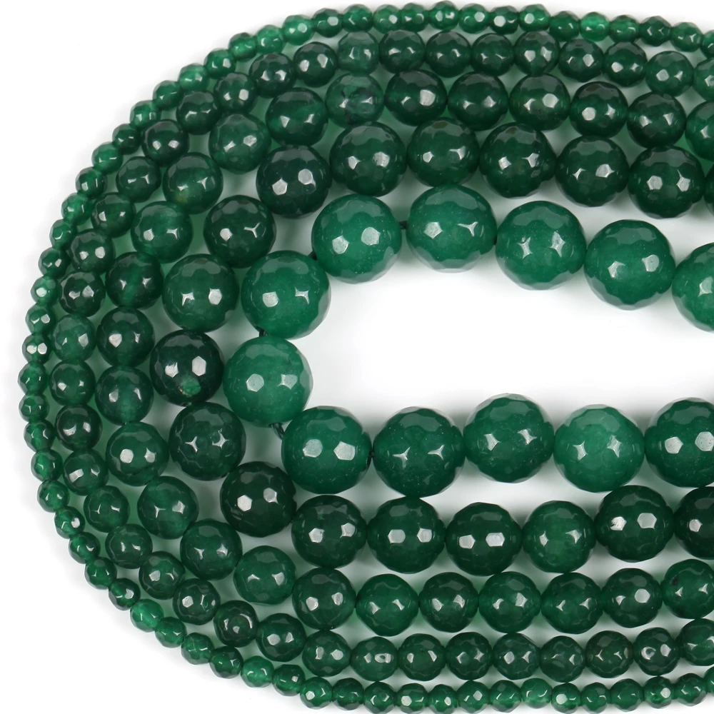 Natural Green Treasure Emeralds Jades Stone Round Loose Beads For Jewelry Making 4/6/8/10/12mm DIY Bracelet Necklace