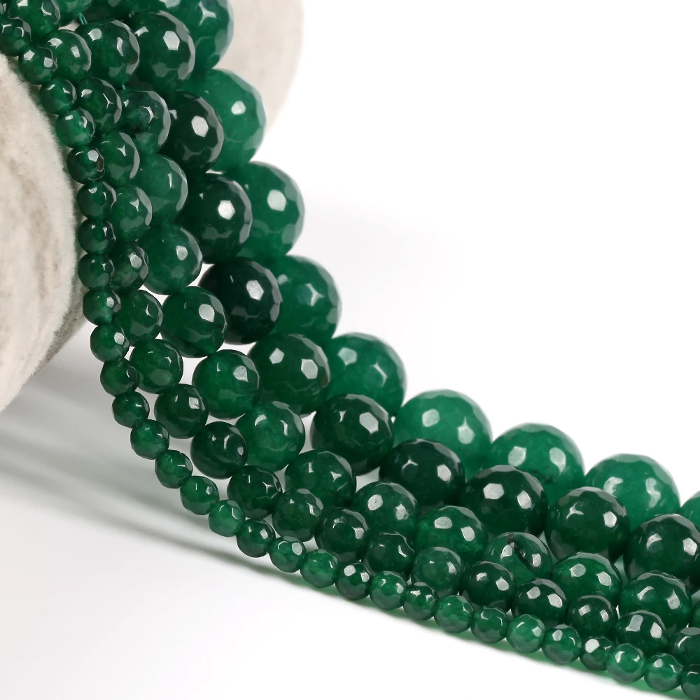 Natural Green Treasure Emeralds Jades Stone Round Loose Beads For Jewelry Making 4/6/8/10/12mm DIY Bracelet Necklace
