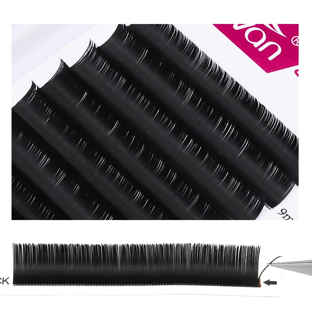 Fadvan Ellipse Flat Eyelash 0.15/0.20 Silk Classic Individual Lashes Extension Natural Faux Mink Eyelashes Wire Matte Black