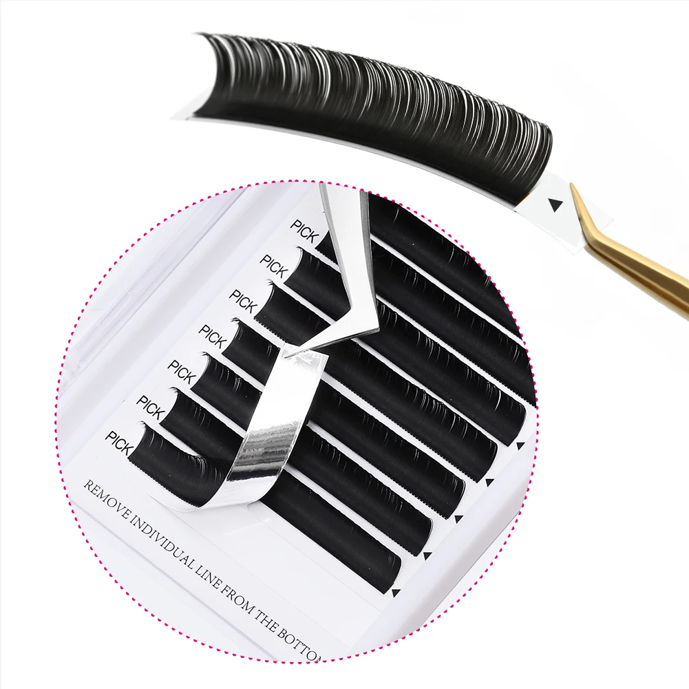 Fadvan Ellipse Flat Eyelash 0.15/0.20 Silk Classic Individual Lashes Extension Natural Faux Mink Eyelashes Wire Matte Black