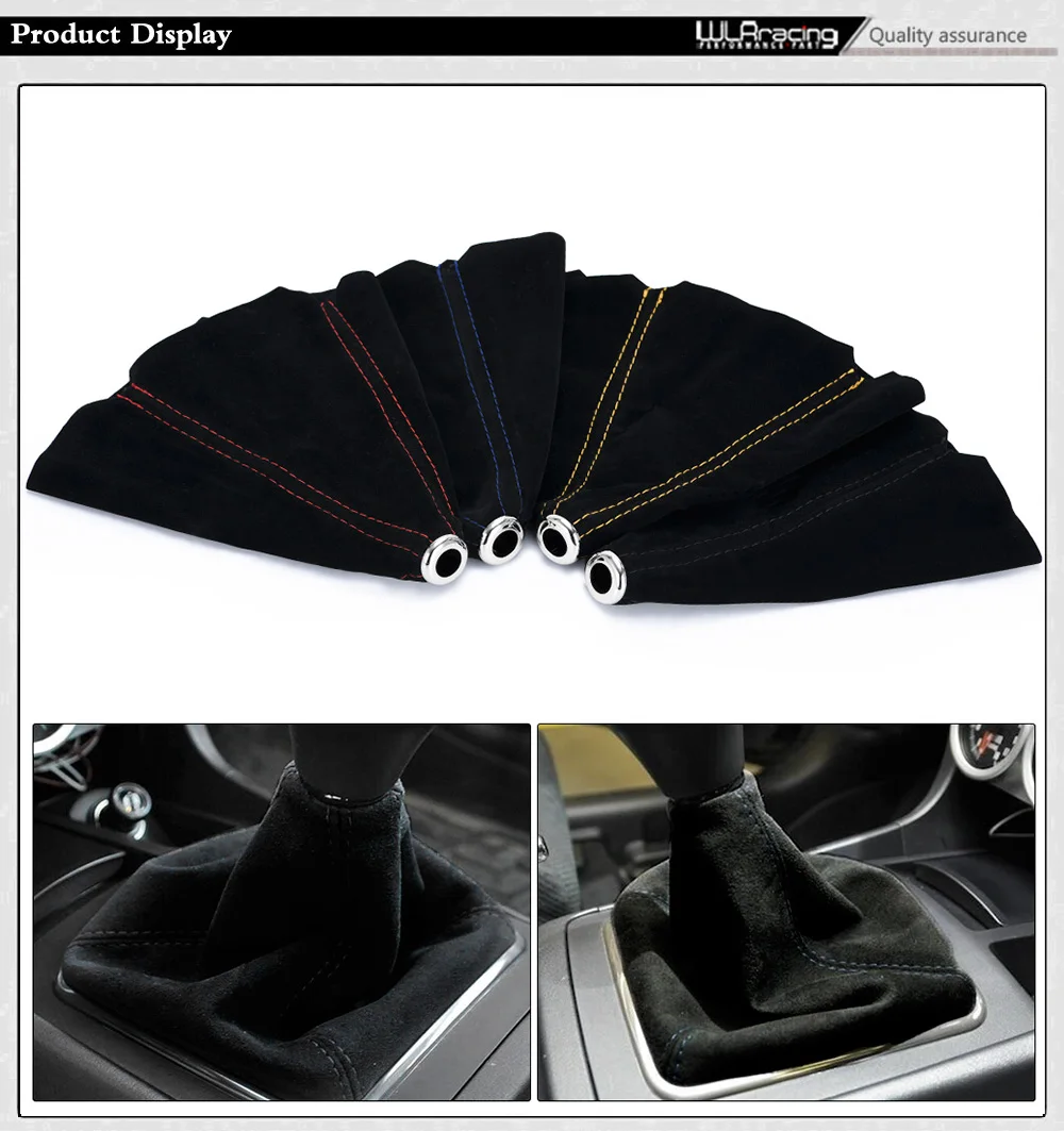 16mm Universal Suede Leather Car Gear Shift Collars Carbon Fiber Auto Car Manual Stick Shifter Knob Gear Shift Boot Cover Gaiter