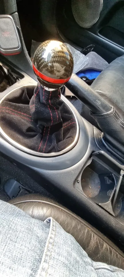 16mm Universal Suede Leather Car Gear Shift Collars Carbon Fiber Auto Car Manual Stick Shifter Knob Gear Shift Boot Cover Gaiter