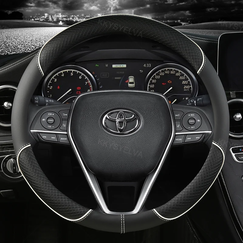 Car Steering Wheel Cover Leather 38cm For Toyota Corolla Fortuner Sequoia Auris Avensis YARIS Vios Celica 86 Rav4 4Runner C-HR