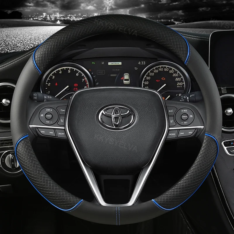 Car Steering Wheel Cover Leather 38cm For Toyota Corolla Fortuner Sequoia Auris Avensis YARIS Vios Celica 86 Rav4 4Runner C-HR