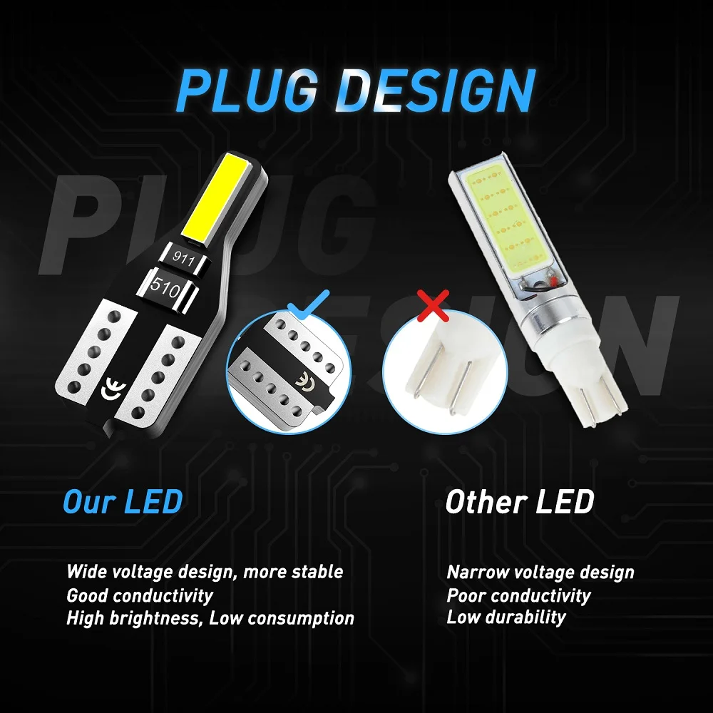 AUXITO 10Pcs Car Interior Light T10 168 2825 194 LED Bulb 6000k White W5W LED Auto Lamp 12V For Toyota Corolla 150 Camry 40 CHR