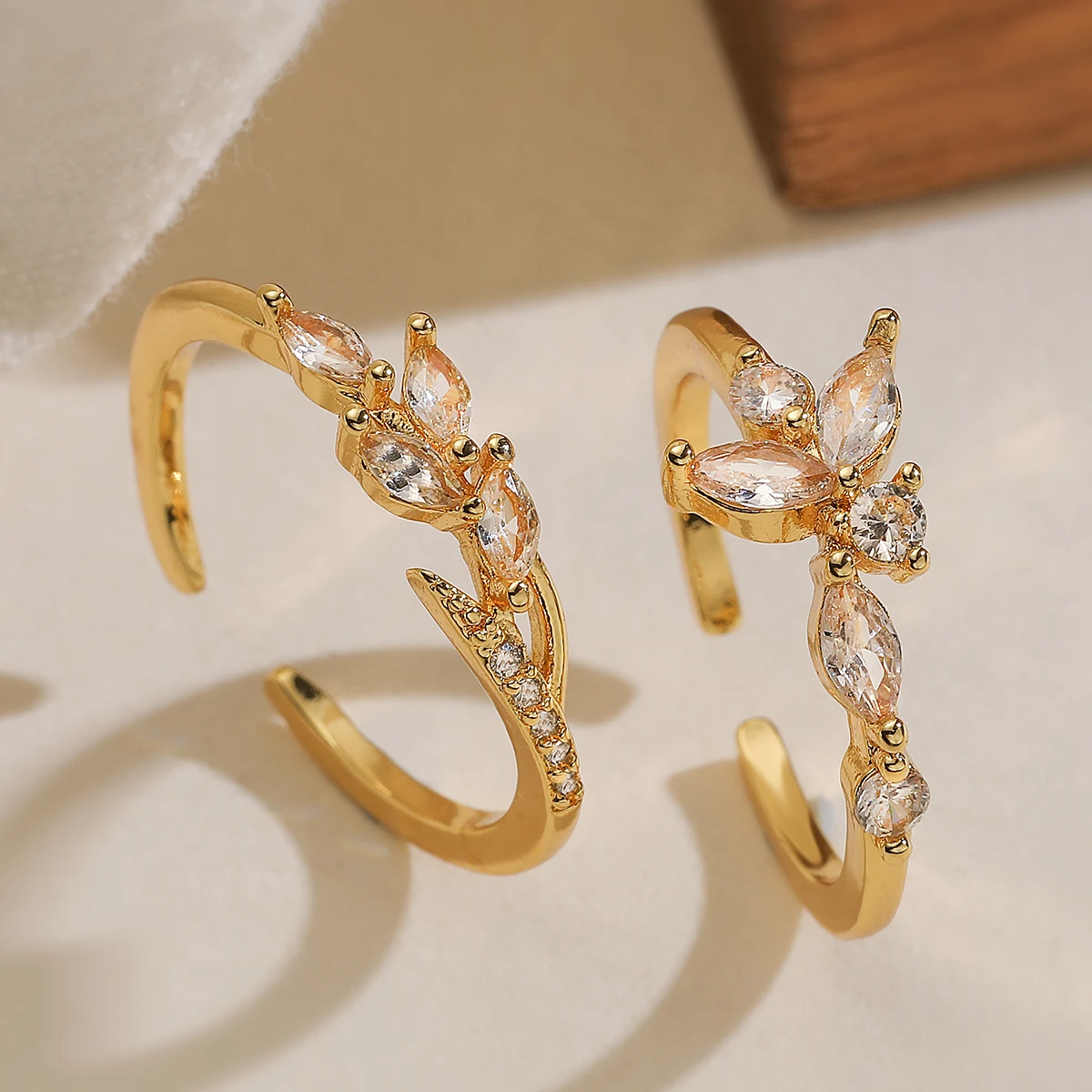 2026 New Fashion Hollow Design Star Charm Ring For Women Girl Gold Color Copper Party Ring Femme Bijoux Dropshipping