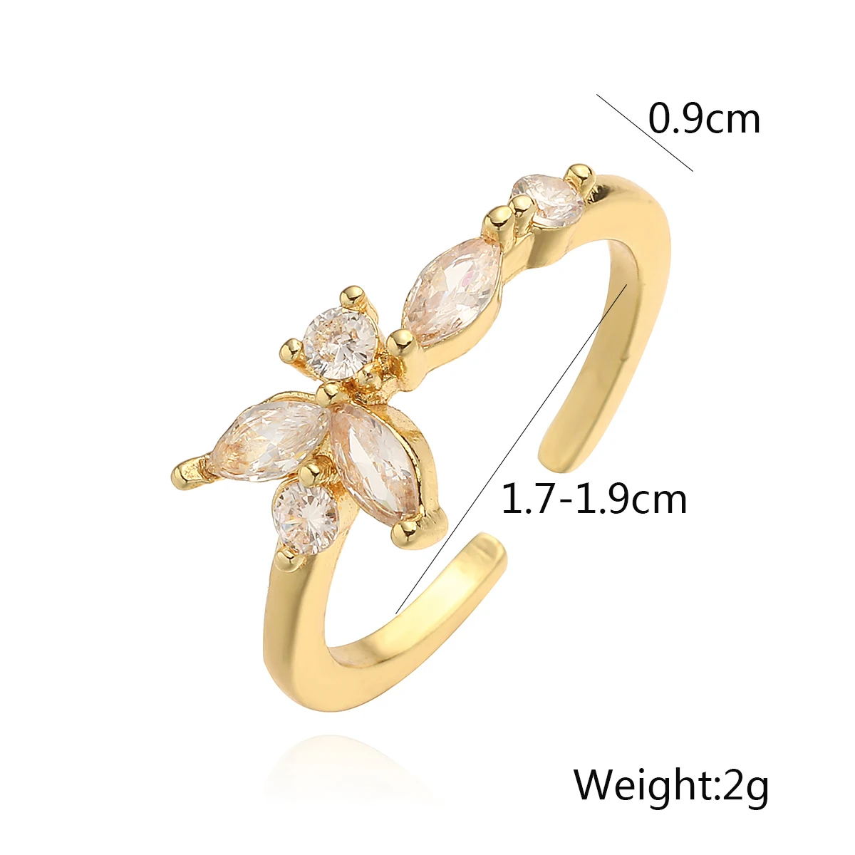 2026 New Fashion Hollow Design Star Charm Ring For Women Girl Gold Color Copper Party Ring Femme Bijoux Dropshipping