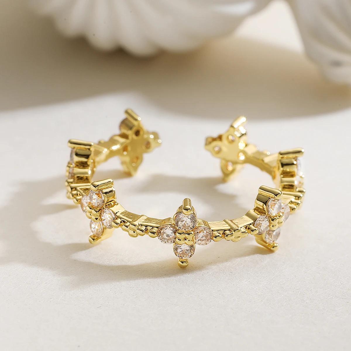 2026 New Fashion Hollow Design Star Charm Ring For Women Girl Gold Color Copper Party Ring Femme Bijoux Dropshipping