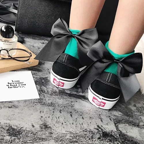 Fashion Cute Bow Short Socks Women Harajuku Ankle Cotten Socks Autumn Summer Hipster Ankle Funny Socks Female Top Quality