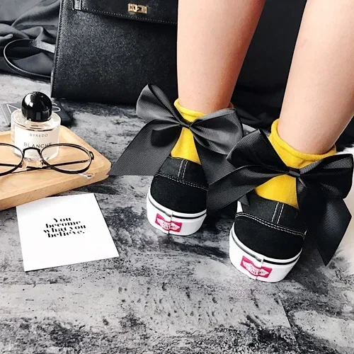 Fashion Cute Bow Short Socks Women Harajuku Ankle Cotten Socks Autumn Summer Hipster Ankle Funny Socks Female Top Quality