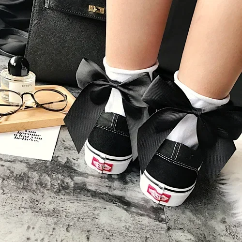 Fashion Cute Bow Short Socks Women Harajuku Ankle Cotten Socks Autumn Summer Hipster Ankle Funny Socks Female Top Quality