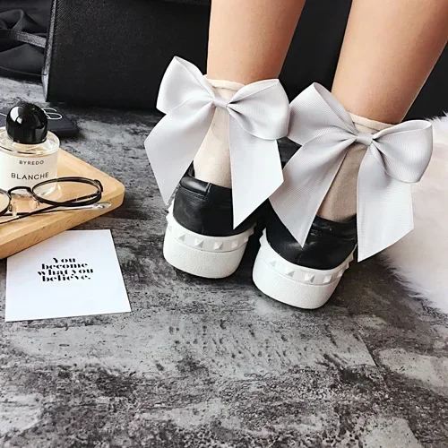 Fashion Cute Bow Short Socks Women Harajuku Ankle Cotten Socks Autumn Summer Hipster Ankle Funny Socks Female Top Quality
