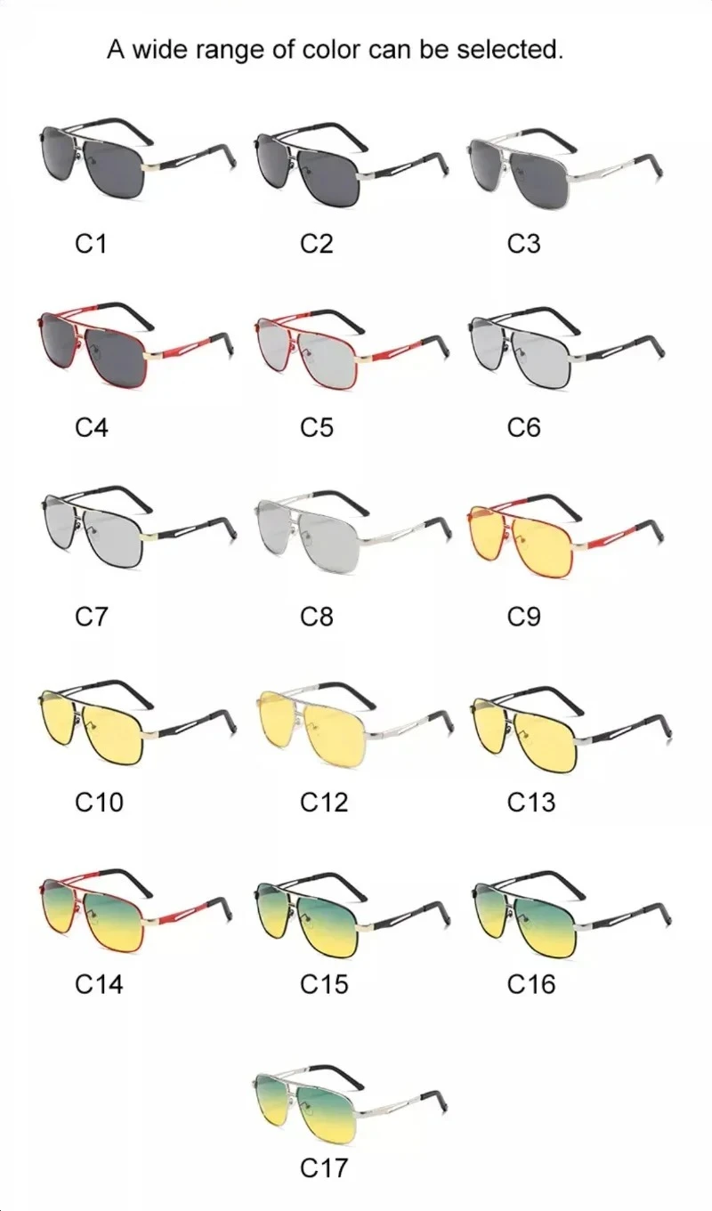 Men Driving Chameleon Sun Glasses for Day and Night Dual-use Male Color Change Lens Vision Polarized Photochromic Sunglasses